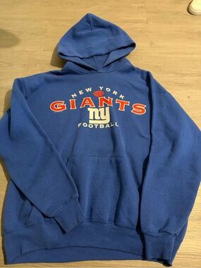 VTG 90s Lee Sport NY Giants Football Pullover Hoodie Medium Blue